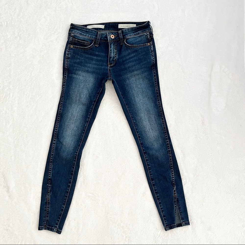 Pilcro And The Letterpress Mid Rise Skinny Jeans Womens Size 26 Split Hem